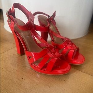 Red Strappy Heeled Sandals